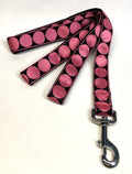 Black with Light Pink Large Dot Dog Leash 1in