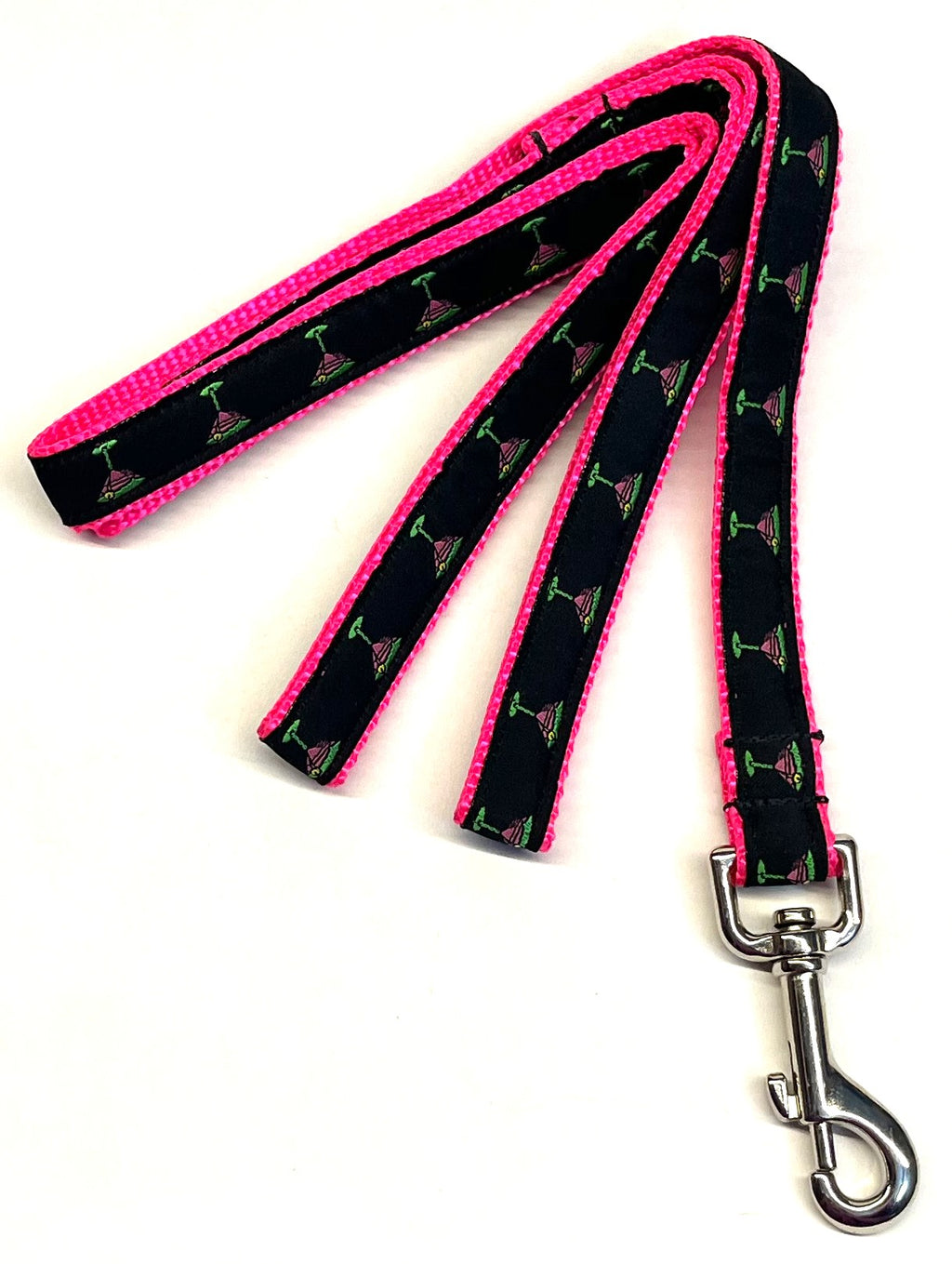 Black with Martini Glasses Dog Leash 3/4