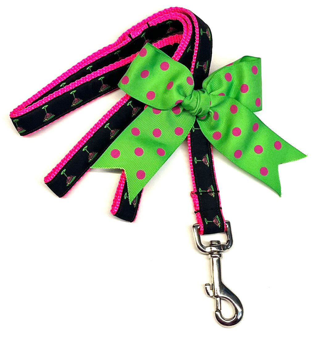 Black with Martini Glasses Dog Leash 3/4