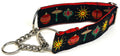 Black with Ornaments Chain Martingale Collar 1 1/2 in