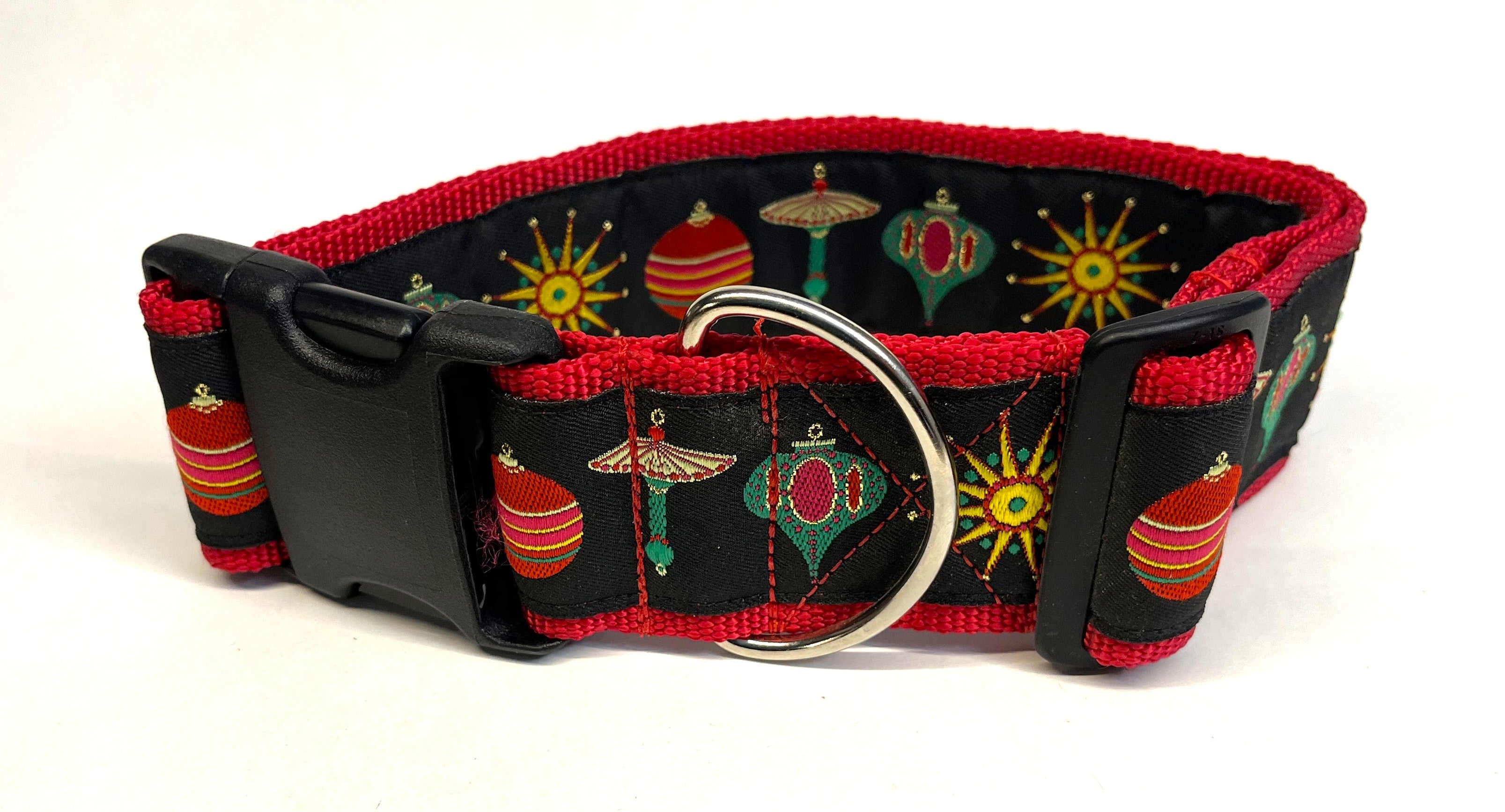 Black with Ornaments Dog Collar 2in