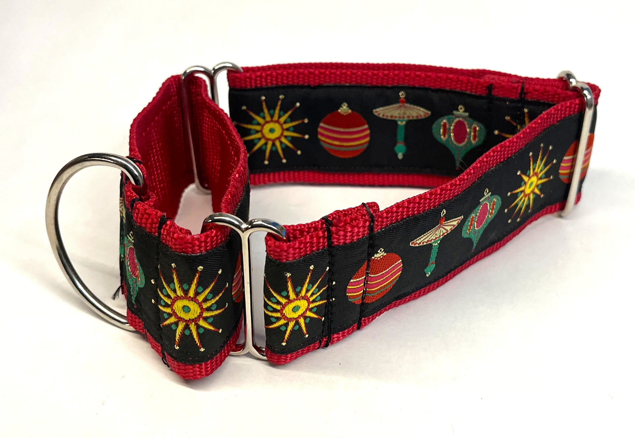 Black with Ornaments Martingale Collar 2in