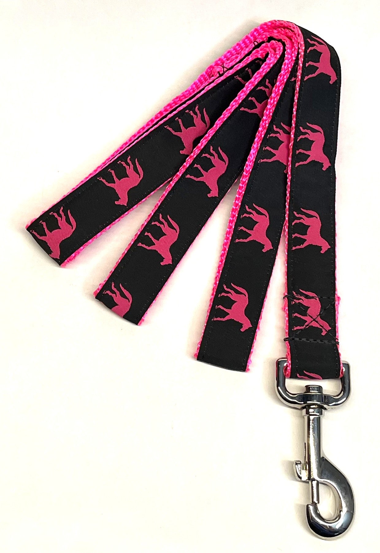 Black with Pink Horses Dog Leash 1in
