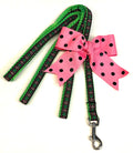 Black with Pink & Green Floral Dog Leash 1/2