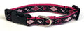 Black with Pink and Light Pink Argyle Design with Bones and Paws Dog Collar 3/4