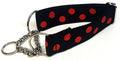 Black with Red Dots Chain Martingale Collar 1 1/2 in