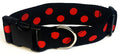 Black with Red Dots Dog Collar 1 1/2 in