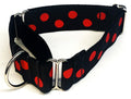 Black with Red Dots Martingale Collar 1 1/2 in