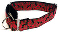 Black with Red Flowers Martingale Collar 1 1/2 in