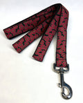 Black with Red Flowers Dog Leash 1in
