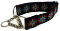 Black with Red, Blue, and Green Medallion Chain Martingale Collar 1 1/2 in