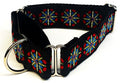 Black with Red, Blue, and Green Medallion Martingale Collar 1 1/2 in
