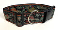 Black with Red, Gold, and Green Koi Fish Dog Collar 2in