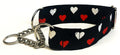 Black with Red and White Hearts Chain Martingale Collar 1 1/2 in