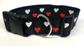 Black with Red and White Hearts Dog Collar 2in