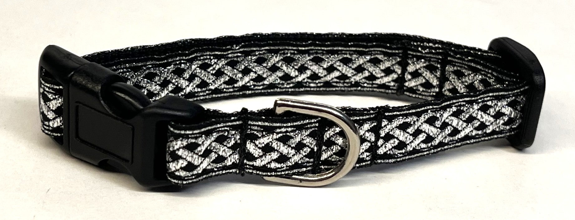 Black with Silver Celtic Weave Dog Collar 1/2