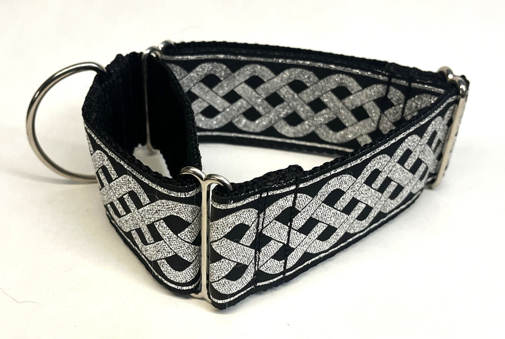 Black with Silver Celtic Weave Martingale Collar 2in