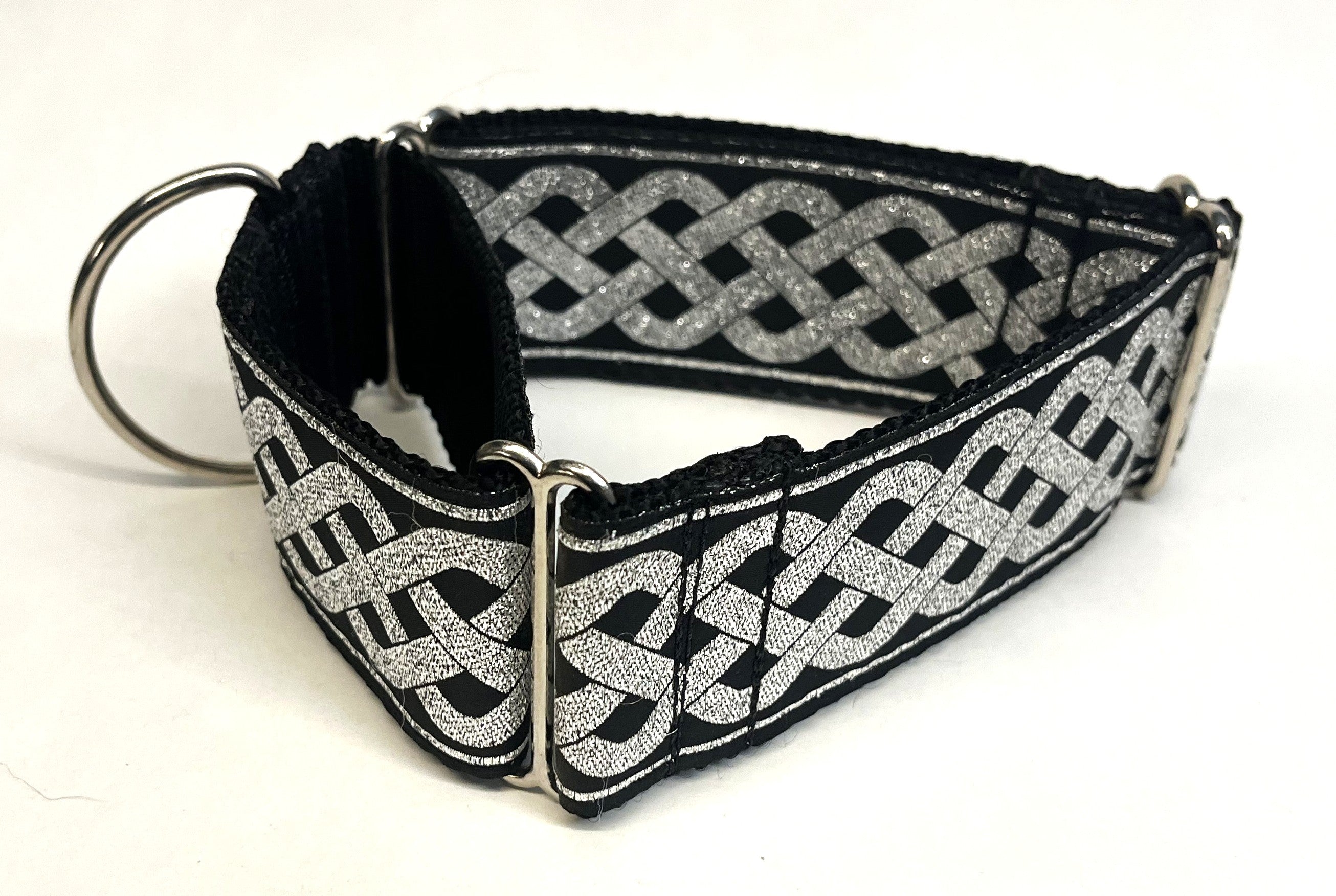 Black with Silver Celtic Weave Martingale Collar 2in