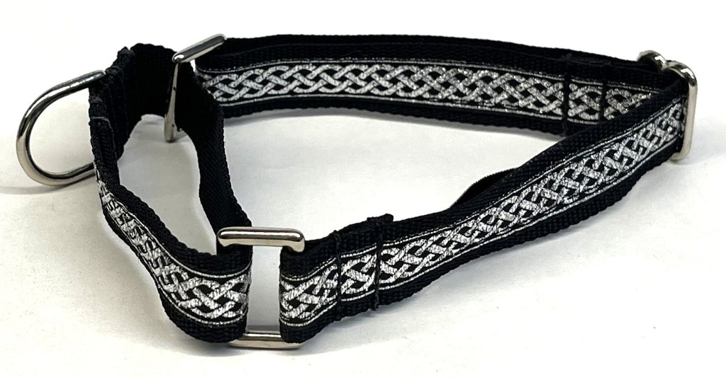 Black with Silver Celtic Weave Martingale Collar 3/4