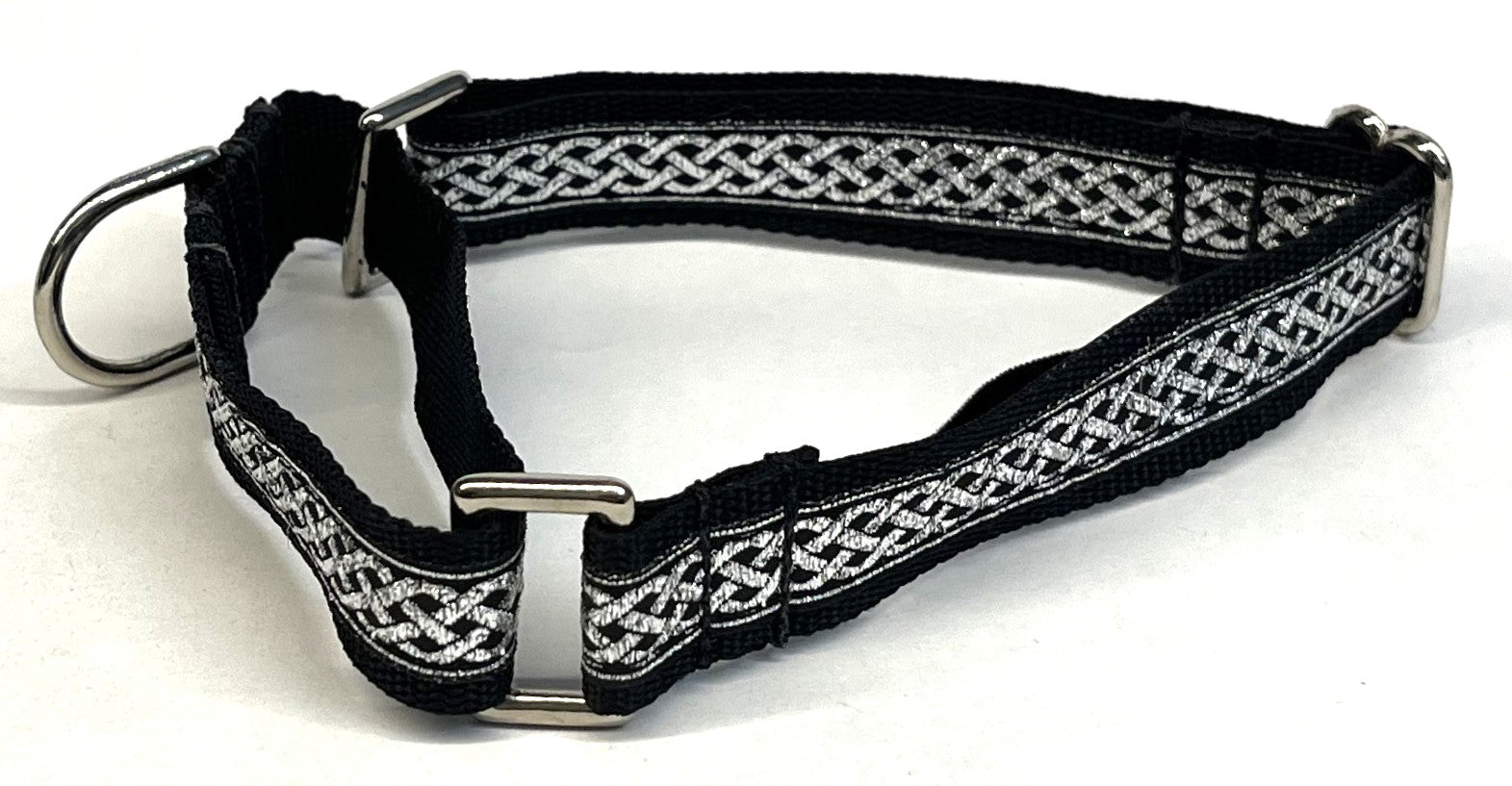 Black with Silver Celtic Weave Martingale Collar 3/4