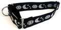 Black with Silver Moon, Stars, and Sun Martingale Collar 1 1/2 in