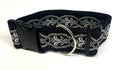 Black with Silver Oval Pattern Dog Collar 2in