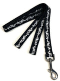 Black with Silver Tribal Design Dog Leash 3/4