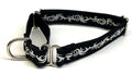 Black with Silver Tribal Design Martingale Collar 3/4