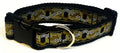 Black with Silver, Gold, and Bronze Circle and Diamond Dog Collar 1 1/2 in
