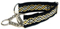 Black with Silver and Gold Celtic Weave Chain Martingale Collar 1 1/2 in