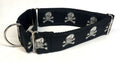 Black with Skull and Crossbones Martingale Collar 2in