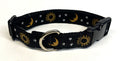 Black with Sun Moon and Stars Dog Collar 1in