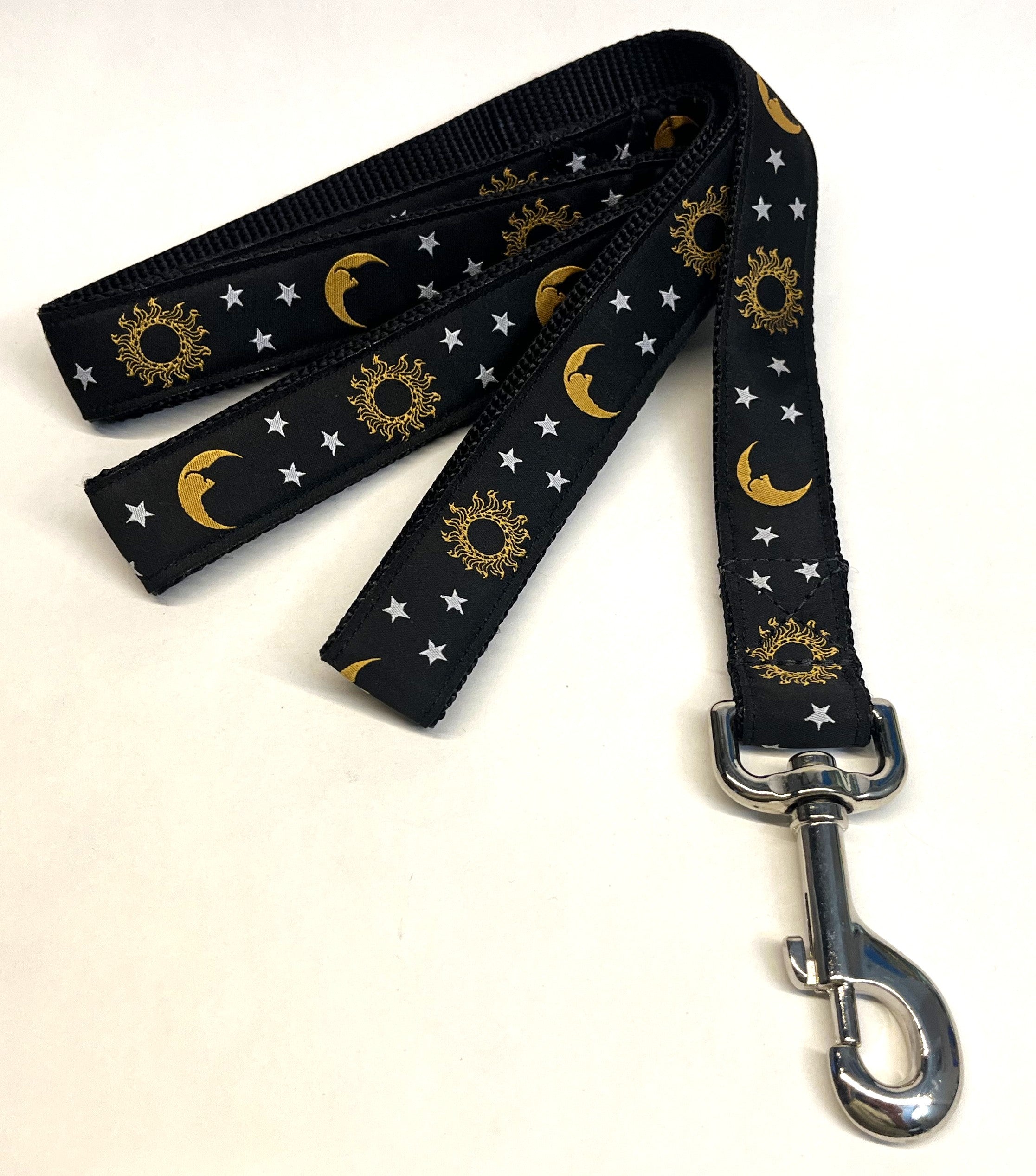 Black with Sun Moon and Stars Dog Leash 1in
