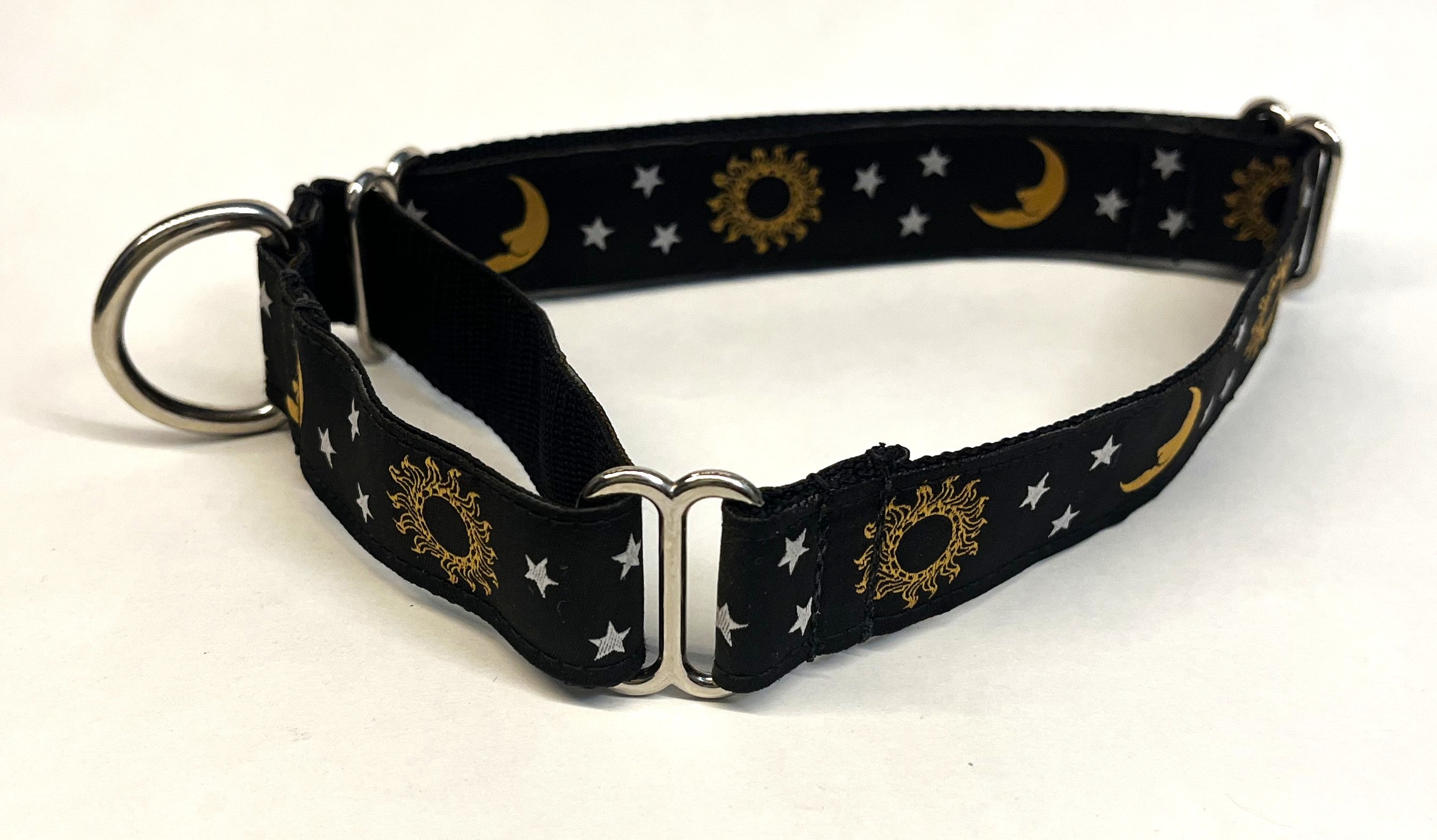 Black with Sun Moon and Stars Martingale Collar 1in