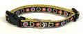 Black with Tan, Pink & Blue Concentric Dots Dog Collar 1/2