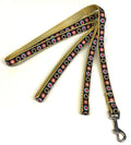 Black with Tan, Pink & Blue Concentric Dots Dog Leash 1/2