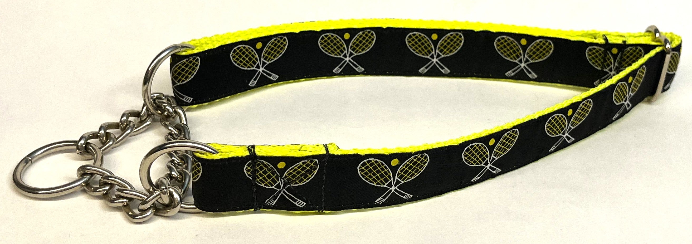 Black with Tennis Rackets Chain Martingale Collar 1in