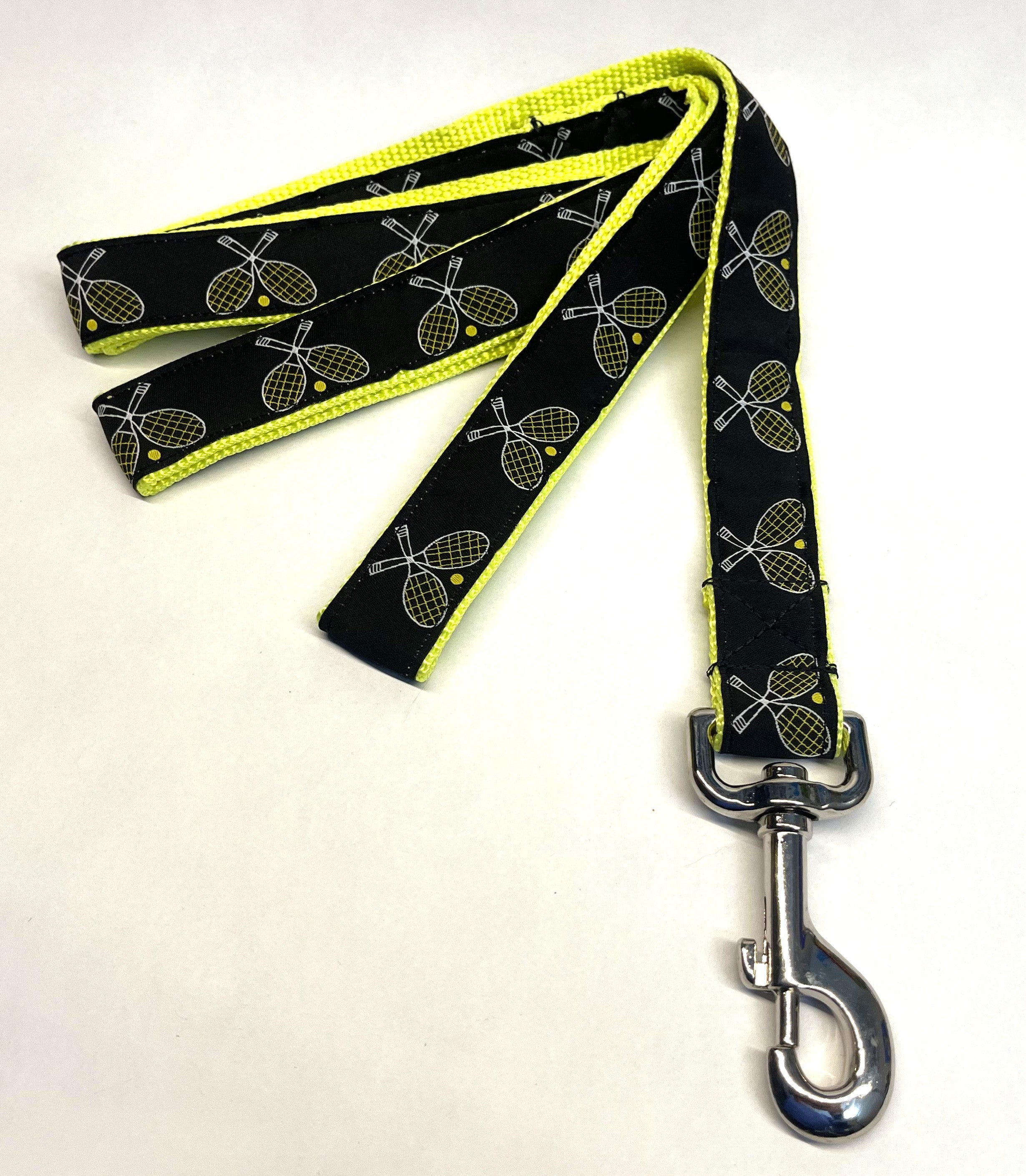 Black with Tennis Rackets Dog Leash 1in