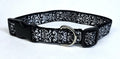 Black with White Leaf Pattern Dog Collar 1in