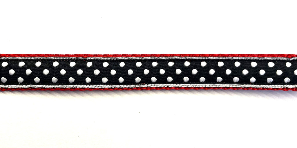 Black with White Polka Dots Dog Collar 3/4