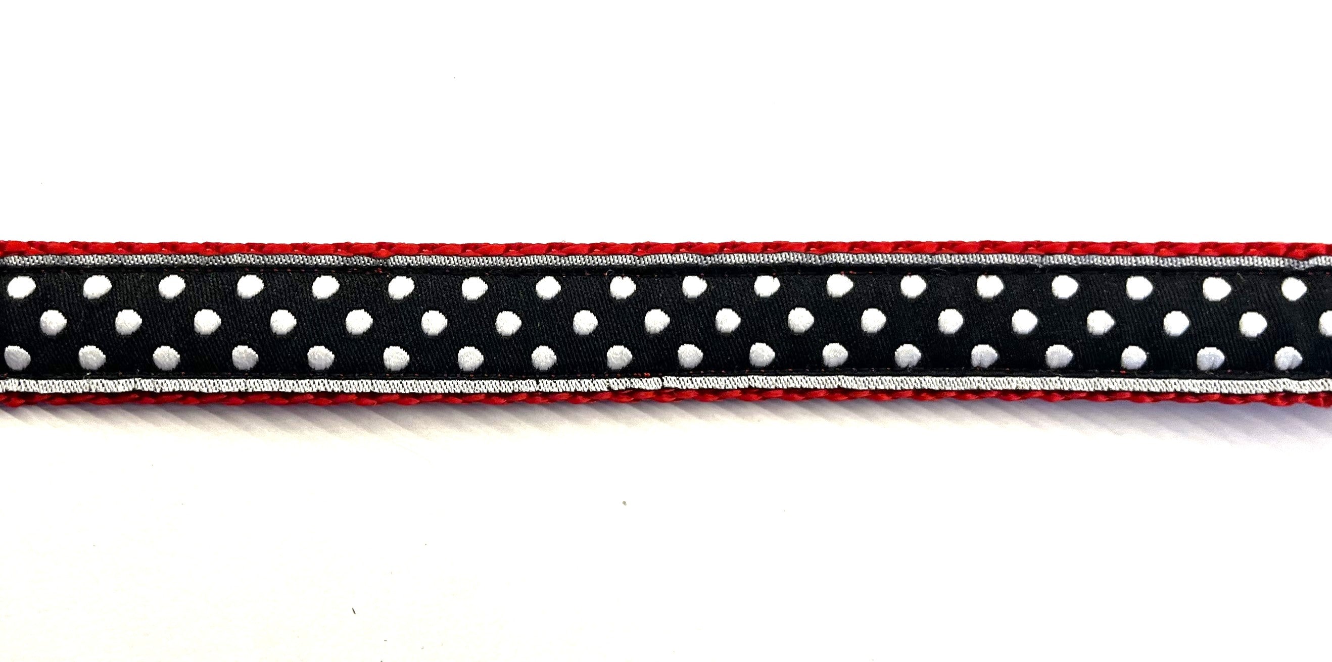 Black with White Polka Dots Dog Collar 3/4