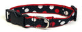 Black with White and Red Bubble Dots Dog Collar 3/4