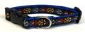 Black with Yellow, Blue, Green, Purple & Red Geometric Design Dog Collar 3/4
