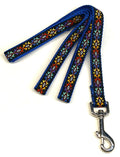 Black with Yellow, Blue, Green, Purple & Red Geometric Design Dog Leash 3/4