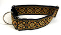 Black with Gold and Orange Floral Medallion Martingale Collar 2in