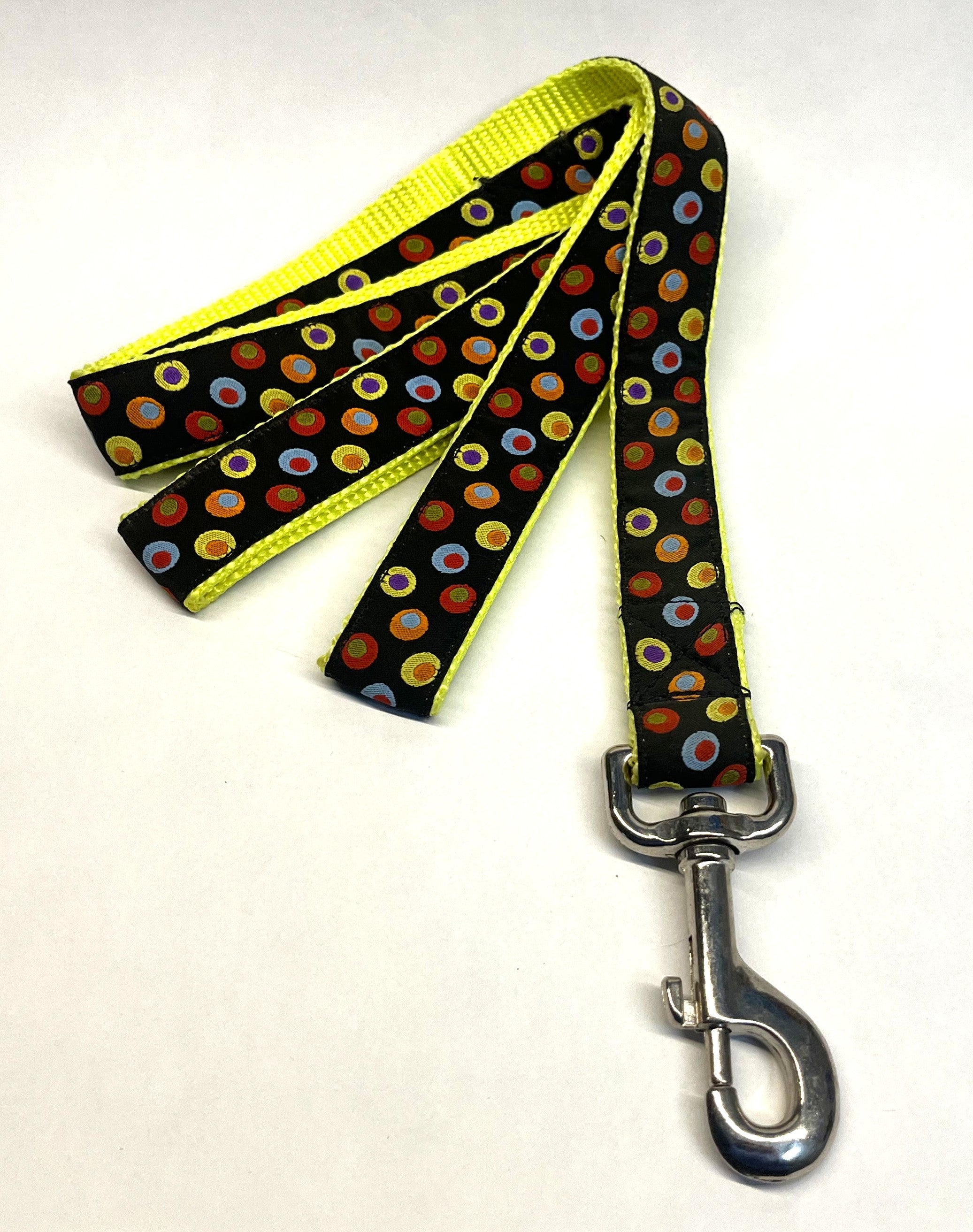 Black with Colorful Dots in Dots Dog Leash 1in