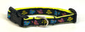Black with Yellow, Pink & Blue Butterflies Dog Collar 1/2