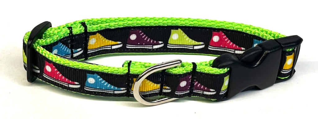 Black with Colorful High Top Shoes Dog Collar 3/4