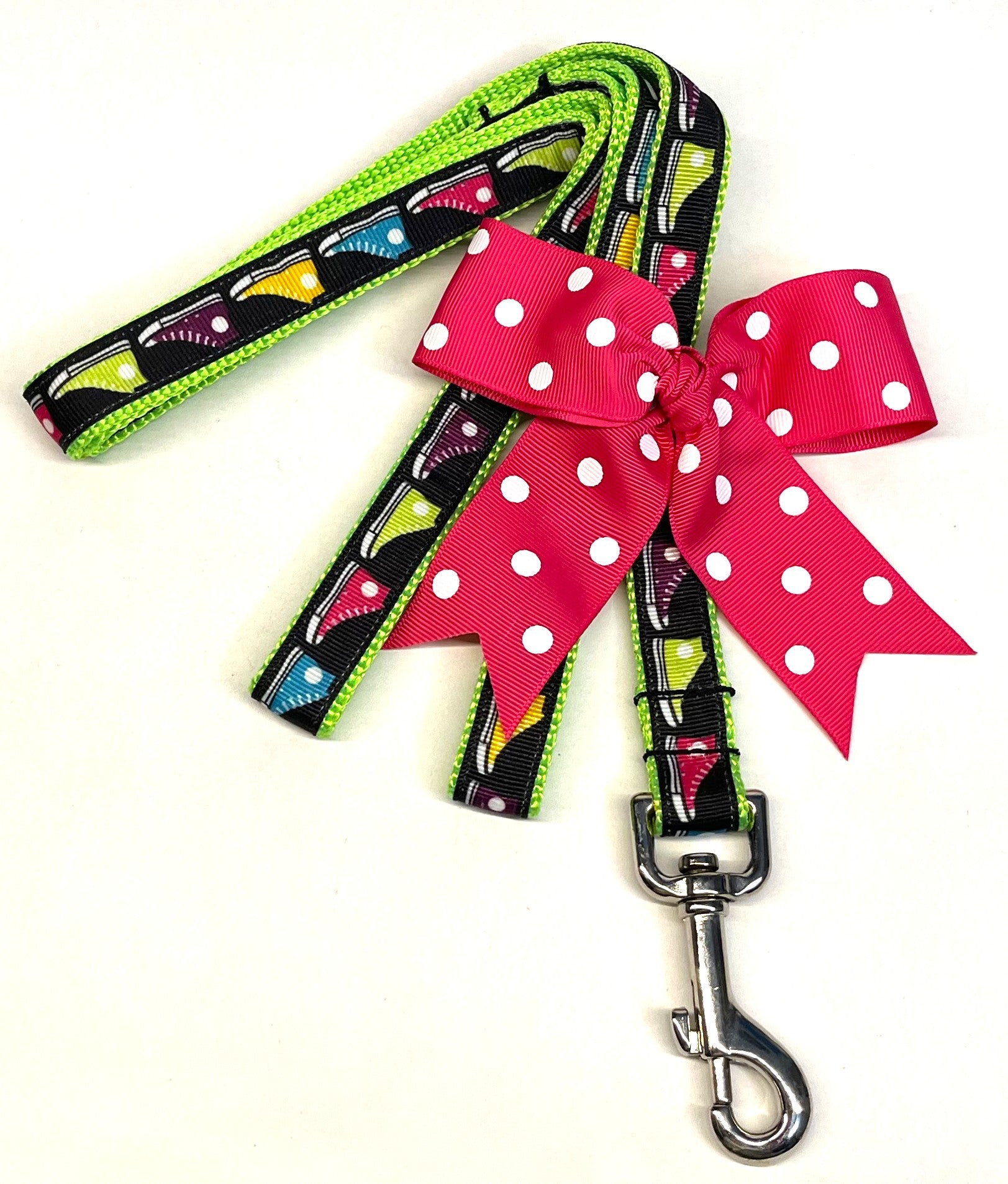 Black with Colorful High Top Shoes Dog Leash 3/4