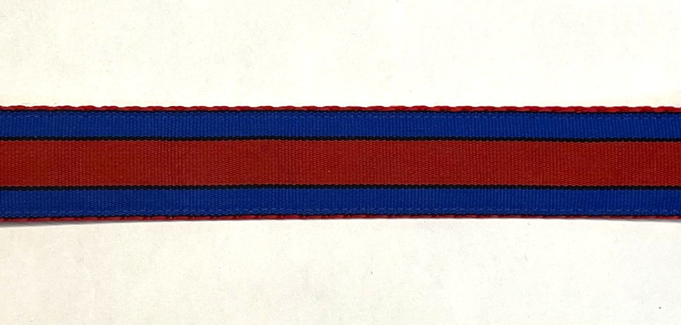 Blue, Black, Red Stripe Dog Leash 1in
